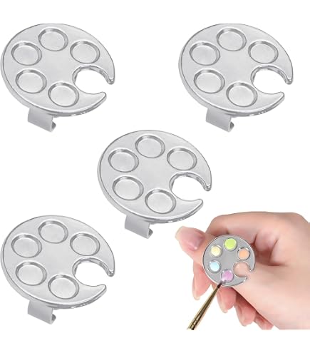 Silberne Mini-Maniküre-Palette Mit Fingerringen – Metall-Palette Für Nagellack, Lidschatten Und Make-up