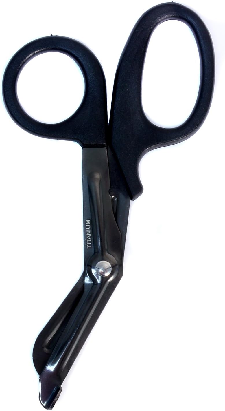 Ever Ready Titanium Bonded Bandage Shears 7 1/4" Bent, Tactical Stealth Black: Health & Personal Care