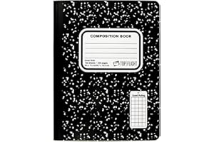 Top Flight Sewn Marble Composition Book, Black/White, Quad Rule, 4 Squares per Inch, 9.75 x 7.5 Inches, 100 Sheets (41320)