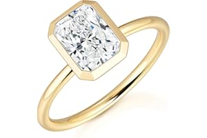 KSTYLE JEWELRY KSTYLE 14K Gold Plated 2CT Round/Oval/Radiant Cut Moissanite Engagement Ring Promise Ring Wedding Ring Ideal Gift Rings for Women (D Color VVS1 Clarity)