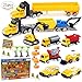 Fun Little Toys Construction Hero Role Play Action Vehicle Boy’s Play Birthday Party Educational Set with Diggers, Mixing Truck, Construction Trucks, Helicopter, and Accessories 20pcs