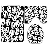 Jack Skellington Pattern Toilet Seat Cover Bath Mat Lid Cover,3pcs/Set Rugs