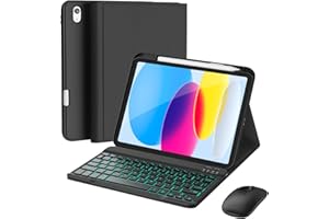 RAYMCRAFT for iPad 11th (A16, 2025)/10th Generation Case with Keyboard, Mouse and Detachable Wireless Keyboard, 7-Color Backl