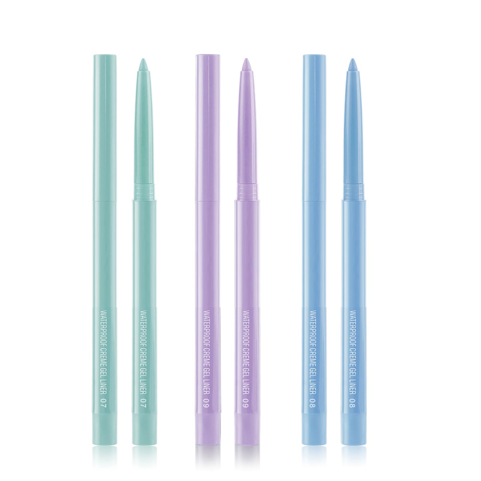 Coloured Liquid Eyeliner Set, 3 Colours Matte Eyeliner Pencil, All Day Long-Lasting Eye Liners Waterproof Sweat Resistant Highly Pigmented Pencil for Makeup Tool (Cyan Blue Purple)
