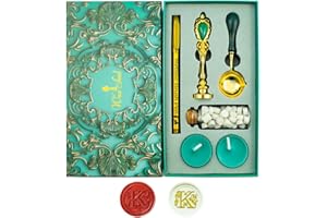 Ioggtser Letter Wax Seal Stamp Set - Alphabet K With Copper Head and Iron Handle, 60 Wax Seal Beads, Wooden Melting Spoon, 2 