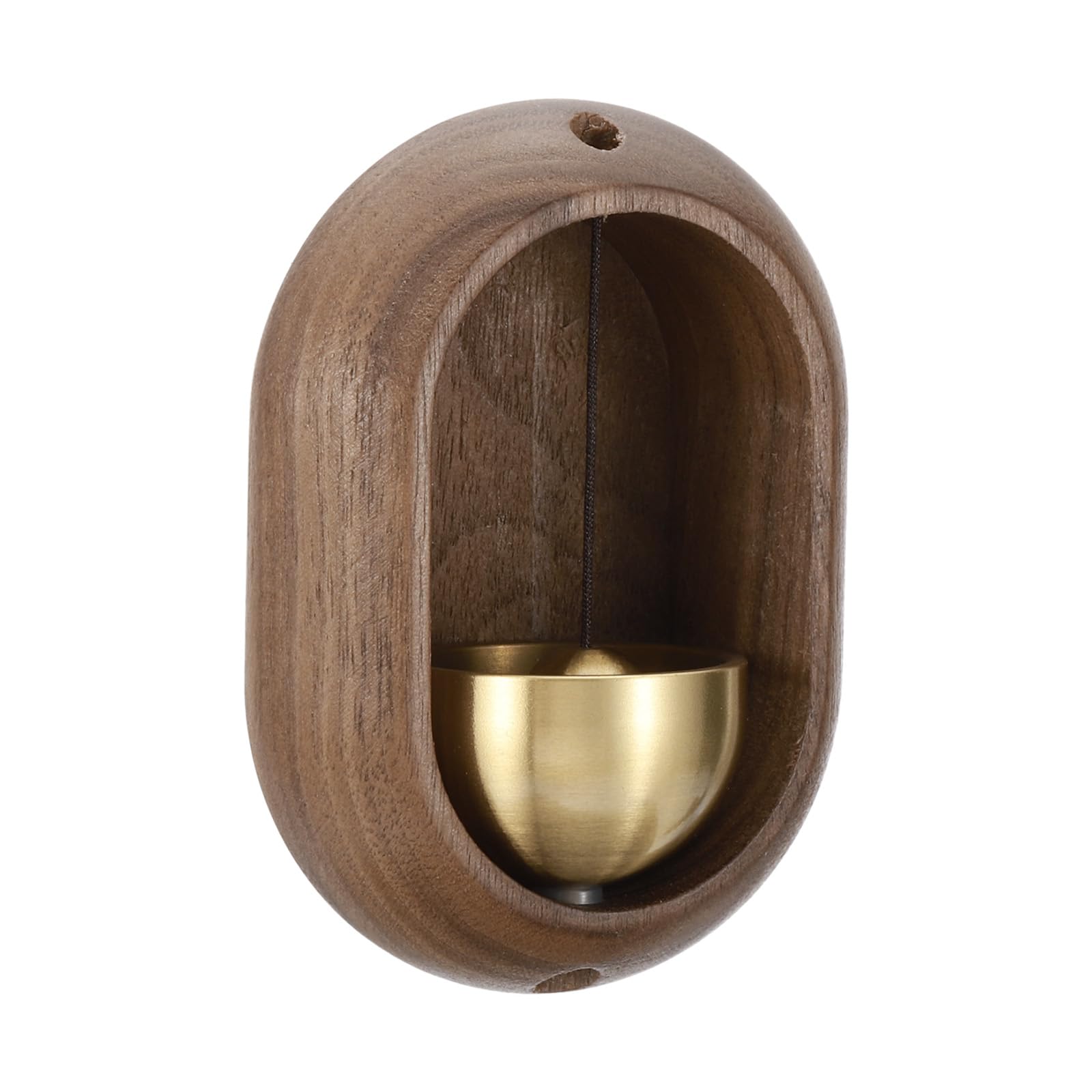 PATIKIL Magnetic Shopkeepers Bell for Door Opening, Woodybeing Door Chime for Business Office Ornaments Hanging Decoration Entrance Fridge Sticker Walnut (Oval)