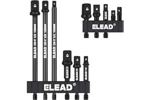 ELEAD 11-Piece Impact Socket Adapter Set, 1/4-Inch Hex Shank, 1/4" 3/8" 1/2" Impact Socket Driver Set, Drill Sockets Extension Bit, Sockets Driver Adapter, Drill Extension with Holder