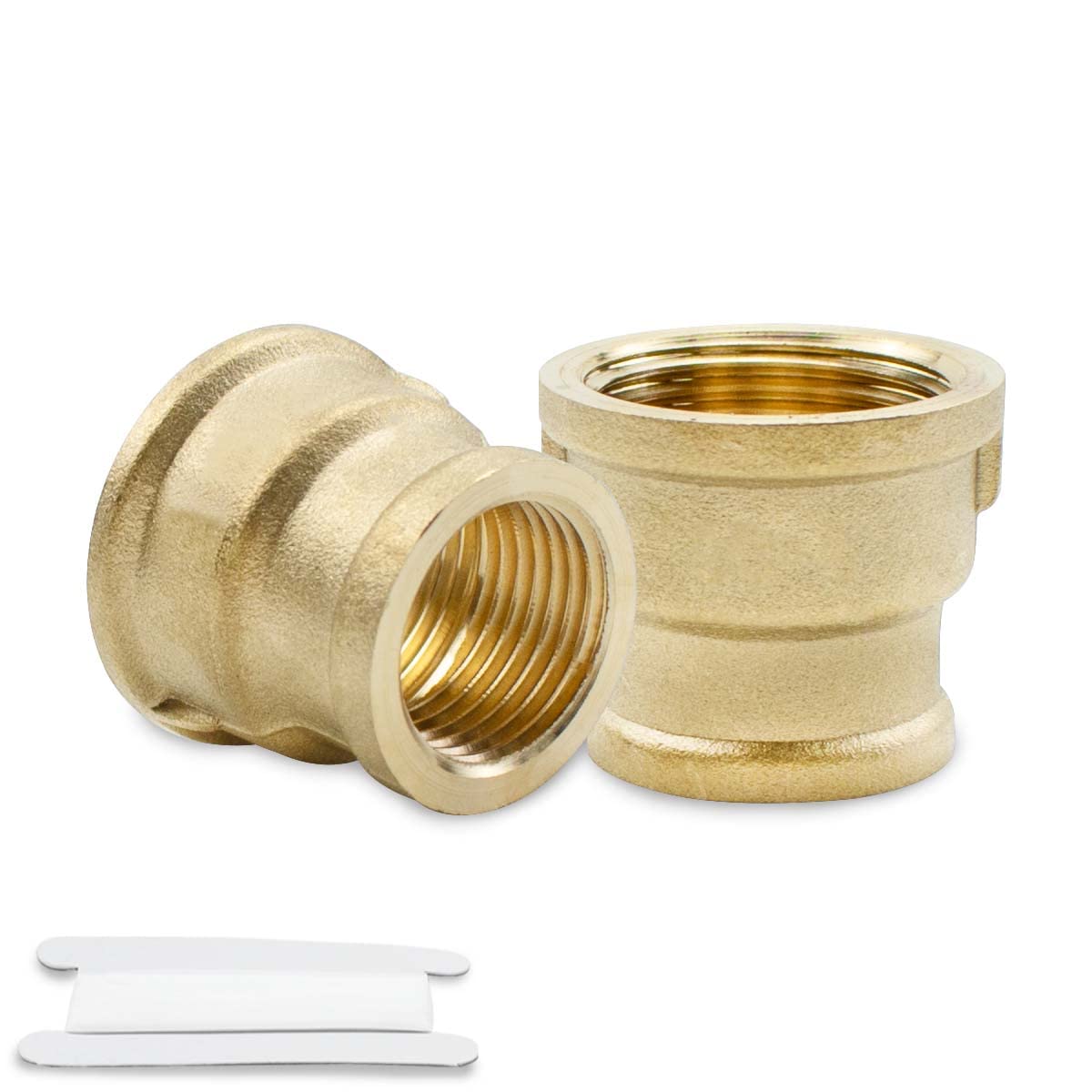 Bwintech 2 Pcs 3/4" Female to 1" Female BSP Thread Brass Reducing Coupling Connector for Pipe Connecting Conversion