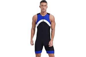 YEAHDOR Men's One Piece Sleeveless Surfing Swimsuit Front Zip Shorty Wetsuit Bodysuit Sun Protection Swimwear