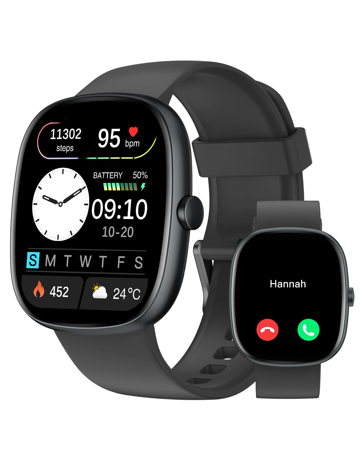 Smartwatch Damen Herren mit Telefonfunktion,1.85" HD Screen Fitnessuhr