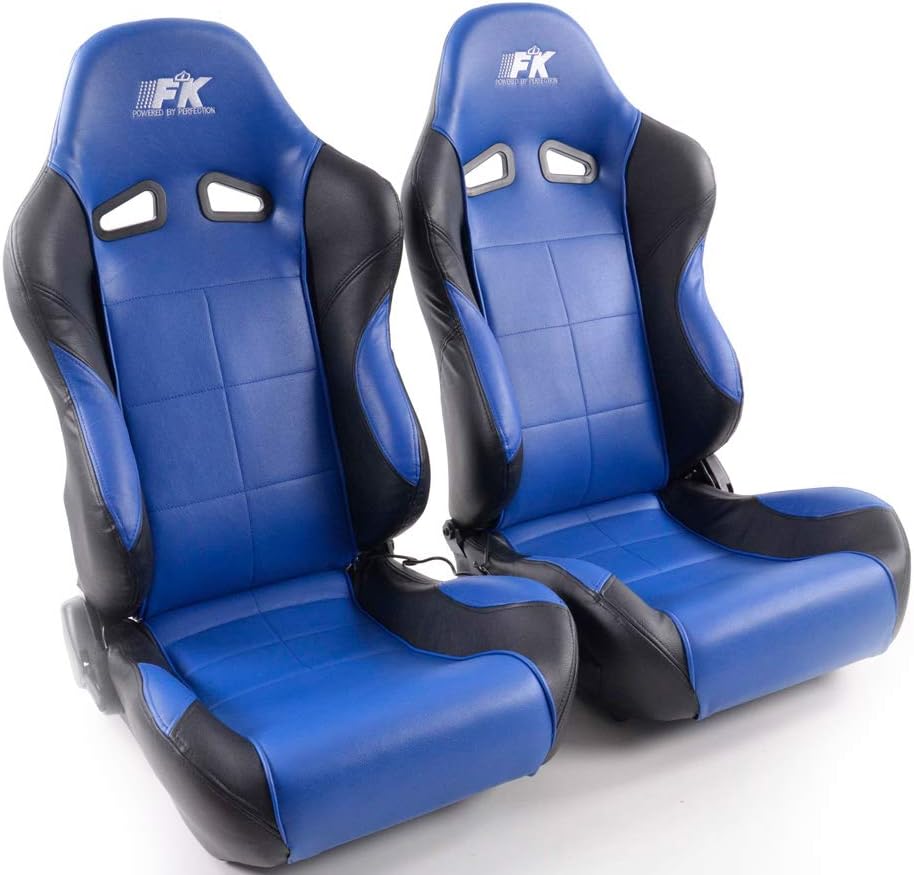 Ergonomic Bucket Racing Seats artificial leather blue/black
