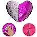 Tomus-UNI Mermaid Sequin Pillow with Insert, 13''×15'' Heart Magic Reversible Sequins Cushion for Home Décor(Rose/Silver)