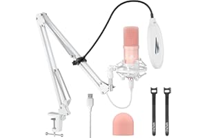 MAONO USB Microphone, 192kHz/24bit Plug & Play PC Computer Podcast Condenser Cardioid Metal Mic Kit with Professional Sound C