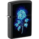 Zippo Lighter: Glowing Rose, Blacklight - Black Matte 81314
