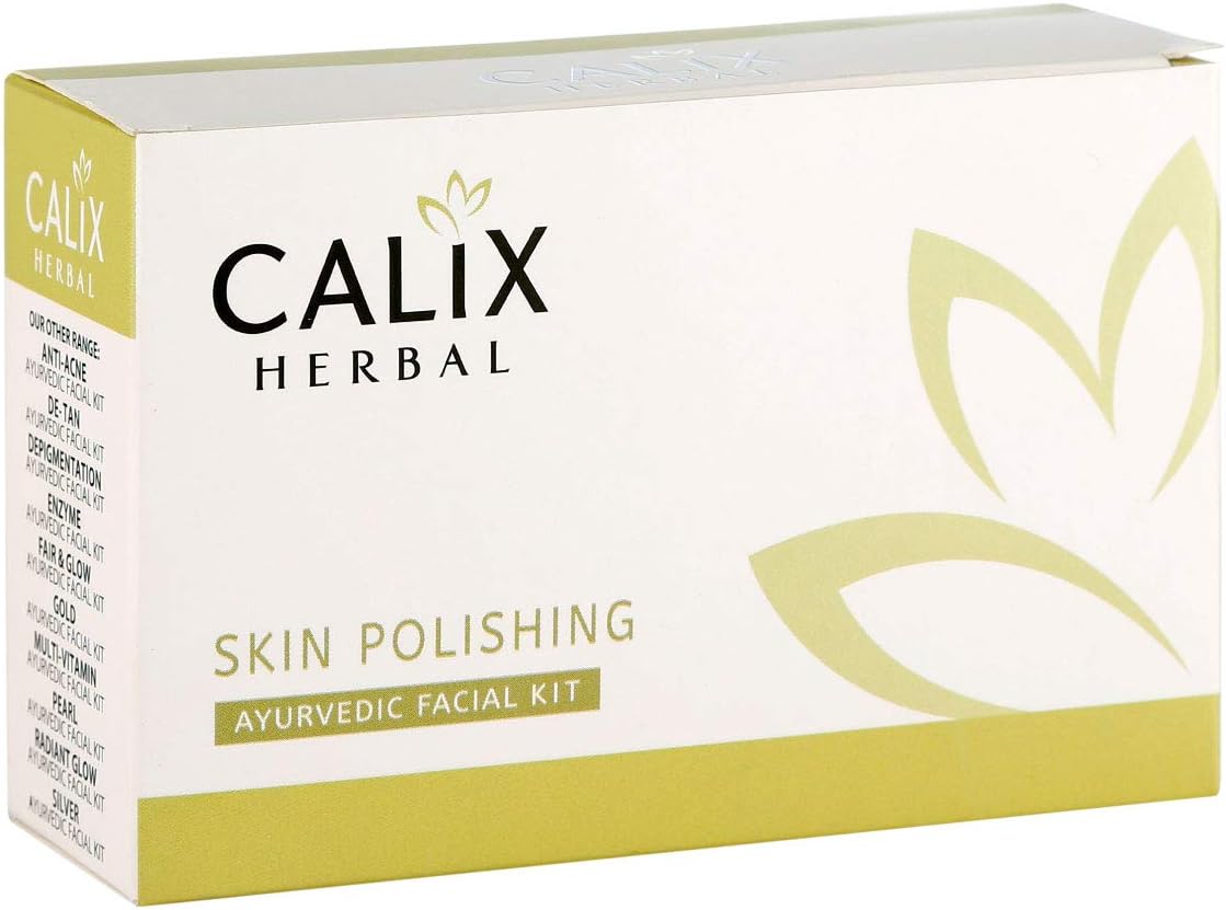 Calix Herbal Skin Polishing Ayurvedic Facial Kit Instant Radiance Boosting Concept Enriched with Almond and Aloe Vera, 50 gm