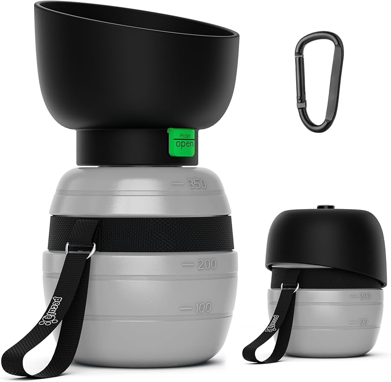 Pecute Dog Water Bottle 350ml Lightweight Portable Water Dispenser Grey