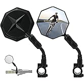 SHEJISI Bike Mirror, 2 pcs Bike Mirror Handlebar Mount,Aluminum Alloy,HD 360° Adjusted Bike Rear View Mirror, Anti-impact/explosion/glare, Fits for Mountain Bikes,E-bike, Bicycle,Scooter,Motorcycle