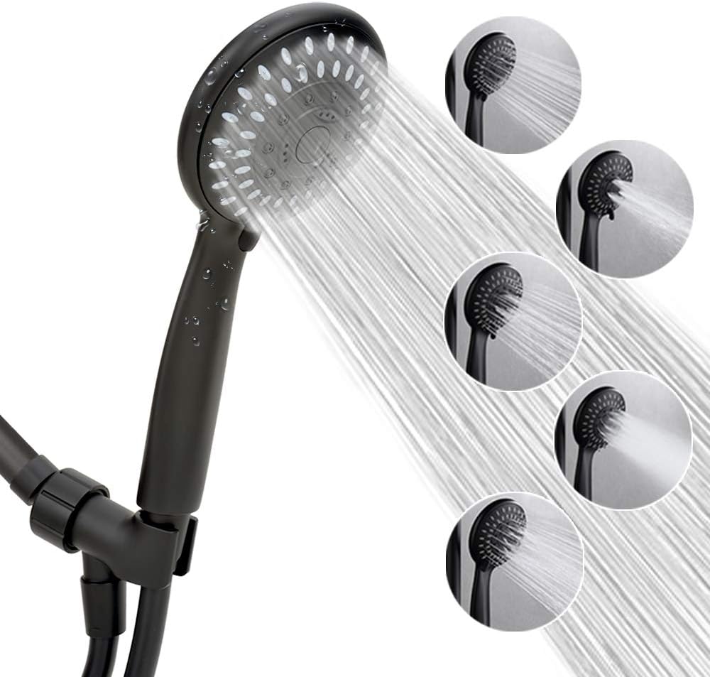 Luxsego High Pressure Handheld Shower Head 5 Setting Powerful Shower Spray Against Low Pressure Water Supply Pipeline With Hose With 59 Pvc Shower Hose Adjustable Solid Brass Bracket Matte Black Amazon Com Luxsego High Pressure Handheld Shower Head 5 Setting Powerful Shower Spray Against Low Pressure Water Supply Pipeline With Hose With 59 Pvc Shower Hose Adjustable Solid Brass Bracket Matte Black Amazon Com
