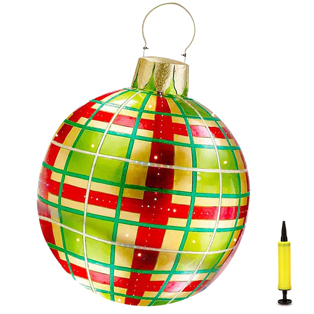 Settoo Christmas Inflatable Ball Decoration 23.6Inch Christmas Balls Outdoor Atmosphere PVC Inflatable Toys for Home Wedding Christmas Ornaments Holiday Inflatables Balls