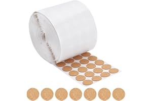 BENECREAT 1400pcs 1x0.06 Inch Adhesive Cork Circles, Flat Round Self-Adhesive Cork Round Dots Cork Mat for Cabinets, Table Top Items, Scratching, Furniture, Electronics