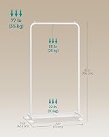SONGMICS Clothes Rack on Wheels with Storage Shelf 74 cm Long White HSR130W01 view 6