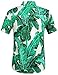 Mens Hawaiian Shirt, Tropical Shirts for Men, Short Sleeve Cotton Button Down Casual Shirts (Large, Green (168-155))