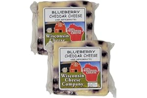 Wisconsin Cheese Company - 100% Wisconsin Blueberry Cheddar Cheese - 7 oz. (Pack of 2 Blocks) Great for Cheese and Crackers, Charcuterie Boards & Gifts. Premium Wisconsin Cheese