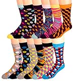 Men's Cotton Blend Socks, Fun and Funky Patterns and Colors -12 Pack- by Zeke Fun Times Shoe size 6-12