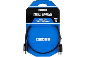 BOSS 3ft/1m Length – Space-Saving MIDI Cable with Multi-Directional connectors, Perfect for pedalboards and All MIDI Applicat