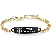 AOAMID Medical Alert Bracelets for Women Adjustable Personalized Free Engrave Medical ID Bracelets 6.5-8 Inch