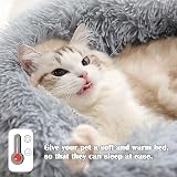 Nepfaivy Calming Dog Cat Donut Bed 15.75in Grey Non-Slip Washable view 4