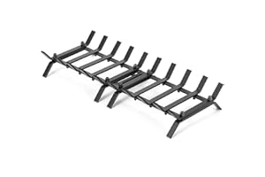 MinWadil Heavy Duty Fireplace Grate Rack, 24 inch Solid Steel Fireplace Log Grate, Matt Black Fireplace Log Burning Racks Easy Assembly Fire Grates for Fire Place for Indoor Outdoor