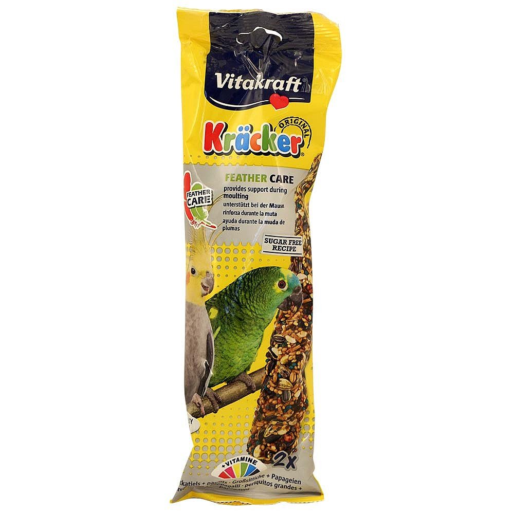 Vitakraft Burton Dene Kracker Feathercare Cockatiel/Parrot Sticks, Chicken, 0.099 kg, Transparent