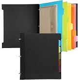 Tashkummy Pivotable Refillable Notebook, 3 Ring Binder Notebooks 1 Inch, Notebook with Dividers and Pockets, Folder Notebook, Flexible Binder, Soft Binders 3 Ring, Foldable Binder- Black