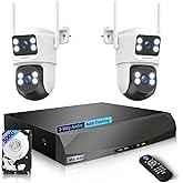 【2-Way Audio & Auto Tracking】 4MP PTZ Security Cameras Wireless Outdoor, Wireless Cameras for Home Security, Home Video Security Cameras System, Surveillance DVR Kits