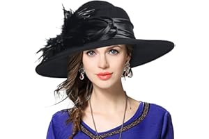 VECRY Ladies 100% Wool Felt Feather Cocktail British Formal Party Hat