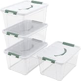 Udotry 14 Quart Latching Box, Clear Plastic Storage Bin with Lids, 4 Packs | Oorganization Container Tote Boxes with Handle