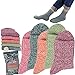 Zmaomaoy YEHUA Womens Warm Thick Wool Socks - Knitting Vintage Style 5 Pairs Size 5-10