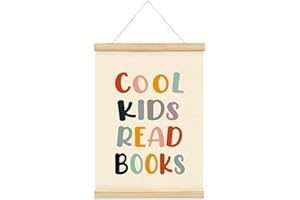 Mtrgdn Reading Corner Classroom Decor - Cool Kids Read Books Poster Hanger Frame,Read Sign for Kids Wooden Frames,Motivational Wall Hanging Banner Decor for Nursery Homeschool School 12x16 Inch