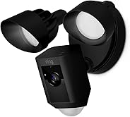 Ring Floodlight Camera Motion-Activated HD Security Cam Two-Way Talk and Siren Alarm, Black, Works with Alexa