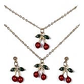 ownmysty Cherry Bracelet Earring Necklace for Women S