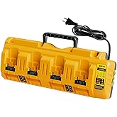 DCB104 20V Battery Charger Compatible for Dewalt 20V Battery Charger, 4 Port Multi Charger Station with 2 USB Ports, Compatib
