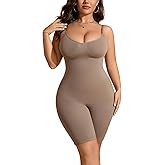 BampooPanPa Women's Shaping Mid-Thigh Bodysuit Tummy Control Shapewear Faja Seamless Sculpting Body Shaper Bodysuits