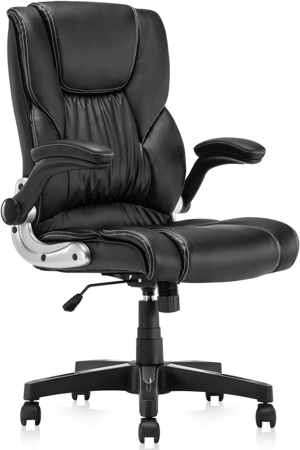 YAMASORO Ergonomic Office Chair Leather Computer Desk Chair High-Back Comfort Gaming Chair with Flip-Up Arms Black …