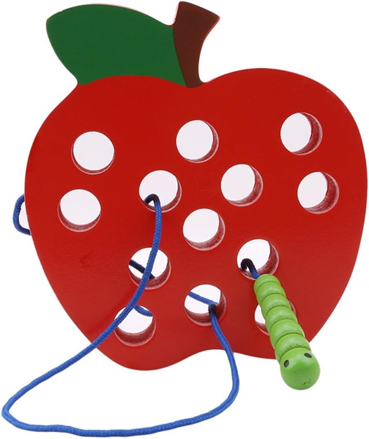 Toporchid Red Worm Eating Apple Threading Toy Early Learning Children Cognition Toy