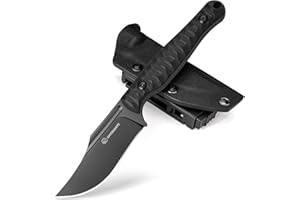 SPITZKANTE D2 EDC Fixed Blade Bowie Knife, Tactical Full Tang Knife with Sheath, 3.5" Clip Point Blade, G10 Handle, Camping, Hunting, Survival and Outdoor Use