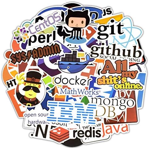 50 PCS Internet Programming Stickers Software HTML Logo Funny Cool Stickers for Geeks Hackers Developers to DIY Laptop Phone Car