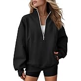 AUTOMET Womens Quarter Zip Oversized Sweatshirts Teen Fleece Pullover Hoodies 2026 Mock Neck Sweater Fall Workout Jacket