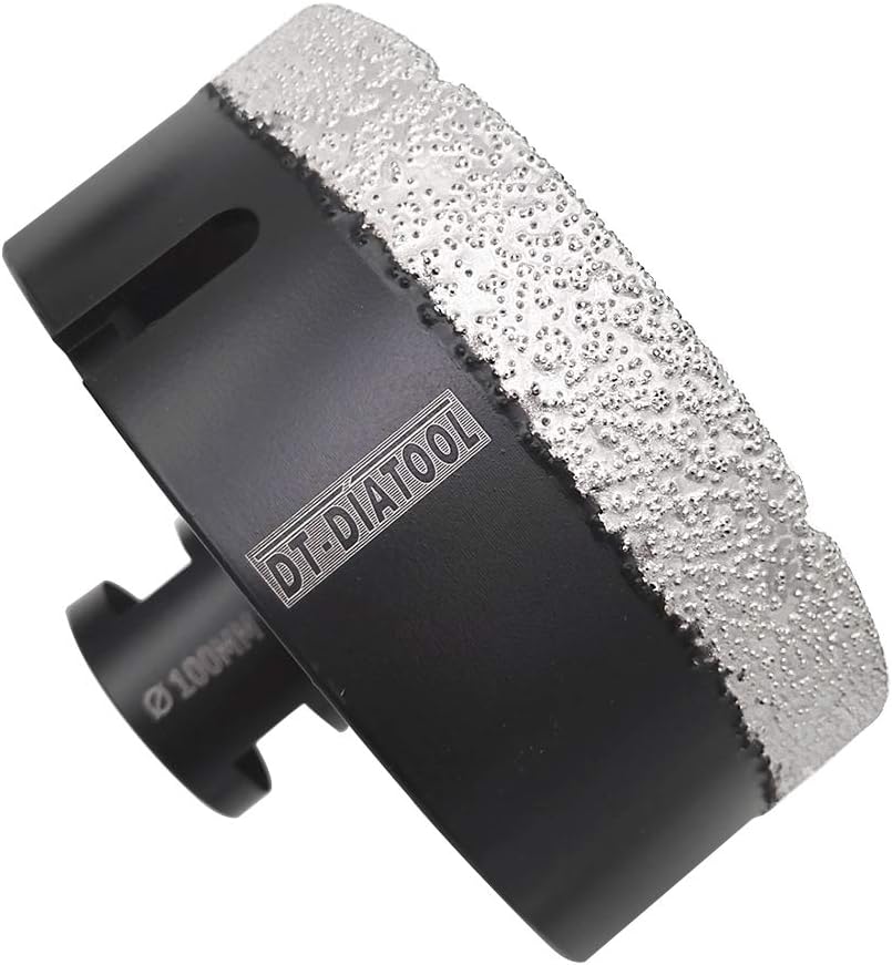 DT-DIATOOL Diamond Drill Bit 100mm Hole Saw for Dry Drilling Tile Porcelain Marble Ceramic Granite, Black
