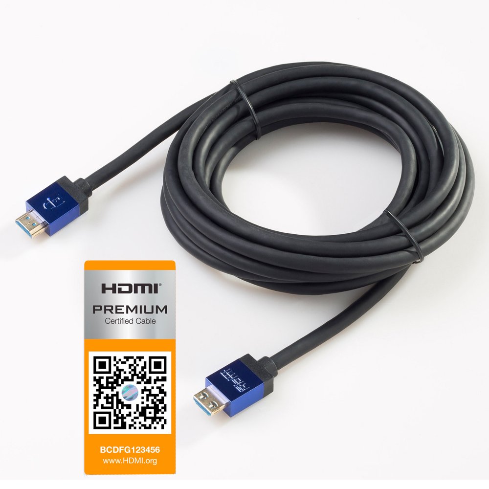 SlimHDMI 4.5m Premium Certified HDMI Cable with Secure Lock Connector (4K Ultra HD, Gold Plated, 1080p, 3D, High Speed, ARC)